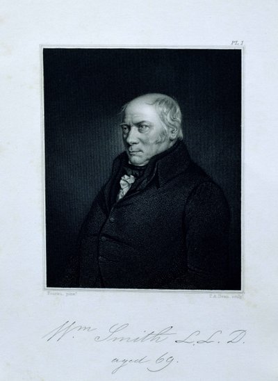 Portrait de William Smith (1769-1839) âgé de 69 ans, frontispice des Mémoires de William Smith par son neveu et élève John Phillips, gravé par T.A. Dean (fl.1818-1850) publié par John Murray, 1844 - Hugues Fourac